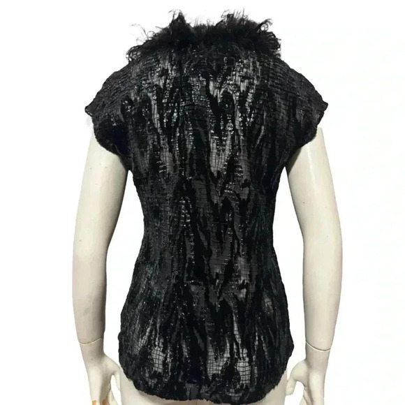 Vintage Y2K JOSEPH RIBKOFF Couture black velvet burnout python ostrich feathers - Picture 6 of 11